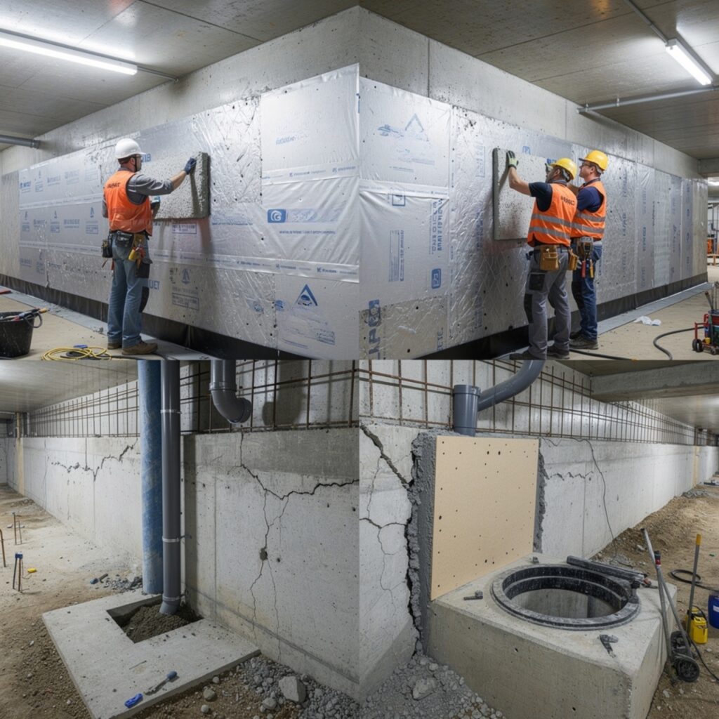 basement waterproofing ultra realistic 4k construction