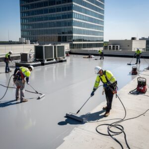 ultra realistic 4k commercial construction roof waterproofing​